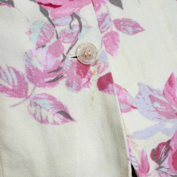 Emma James Floral Blazer Linen Blend 3/4 Sleeve Button Front Jacket 16 - Picture 7 of 7